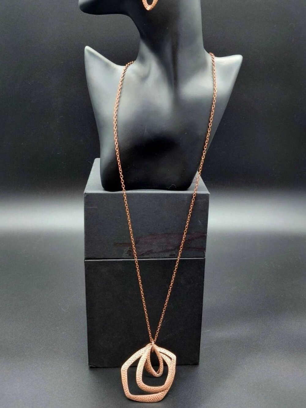 Paparazzi Urban Artesian Copper Necklace Earrings Set Hammered Hoop Statement